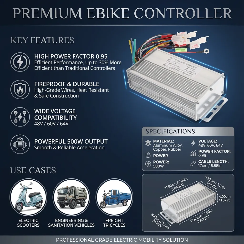 Ebike Controller 48v/60v/64v Motor Speed Controller 500w Electric Scooter Motor