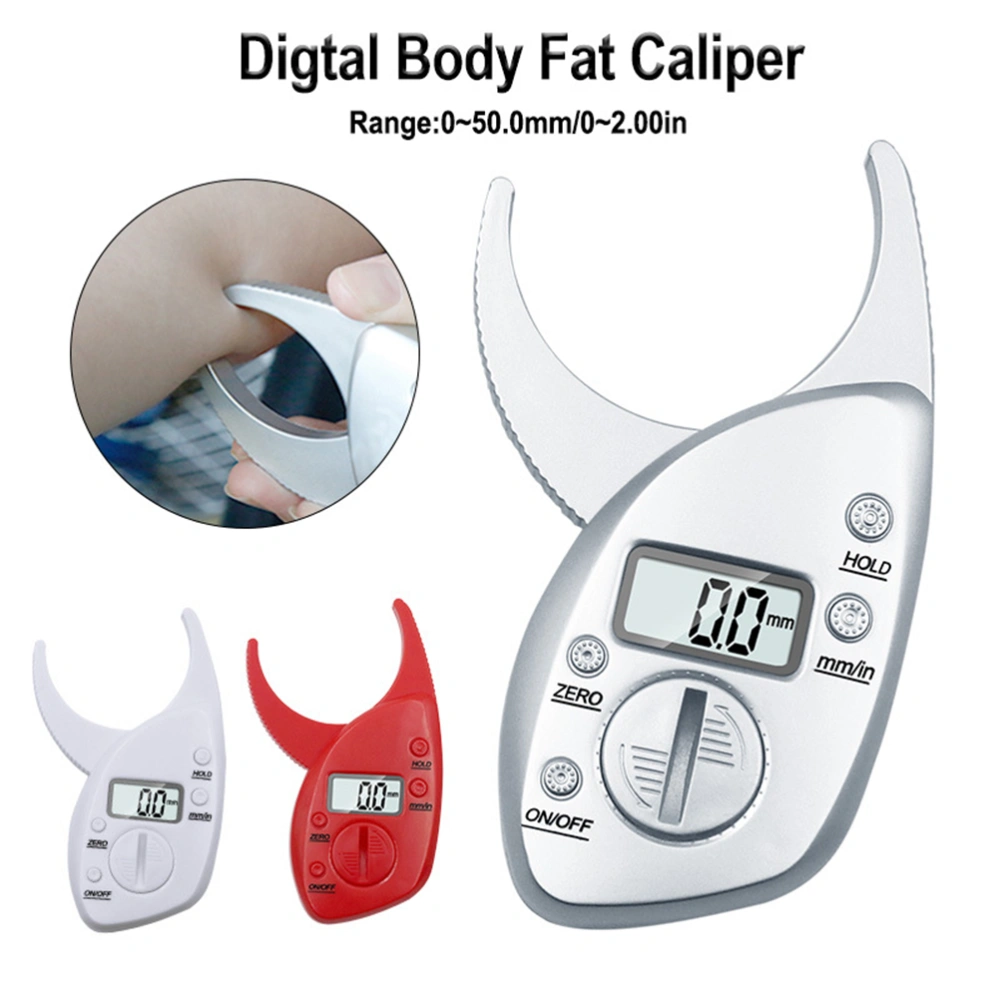 Body Fat Caliper Clip Fat Measuring Tool Fitness Fat Teller LCD Display Fat Analyzer White