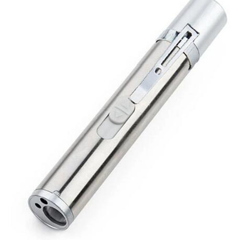 Mini LED Flashlight USB Rechargeable Portable Bright Flashlight Multifunction Money Detection Torch (Silver)