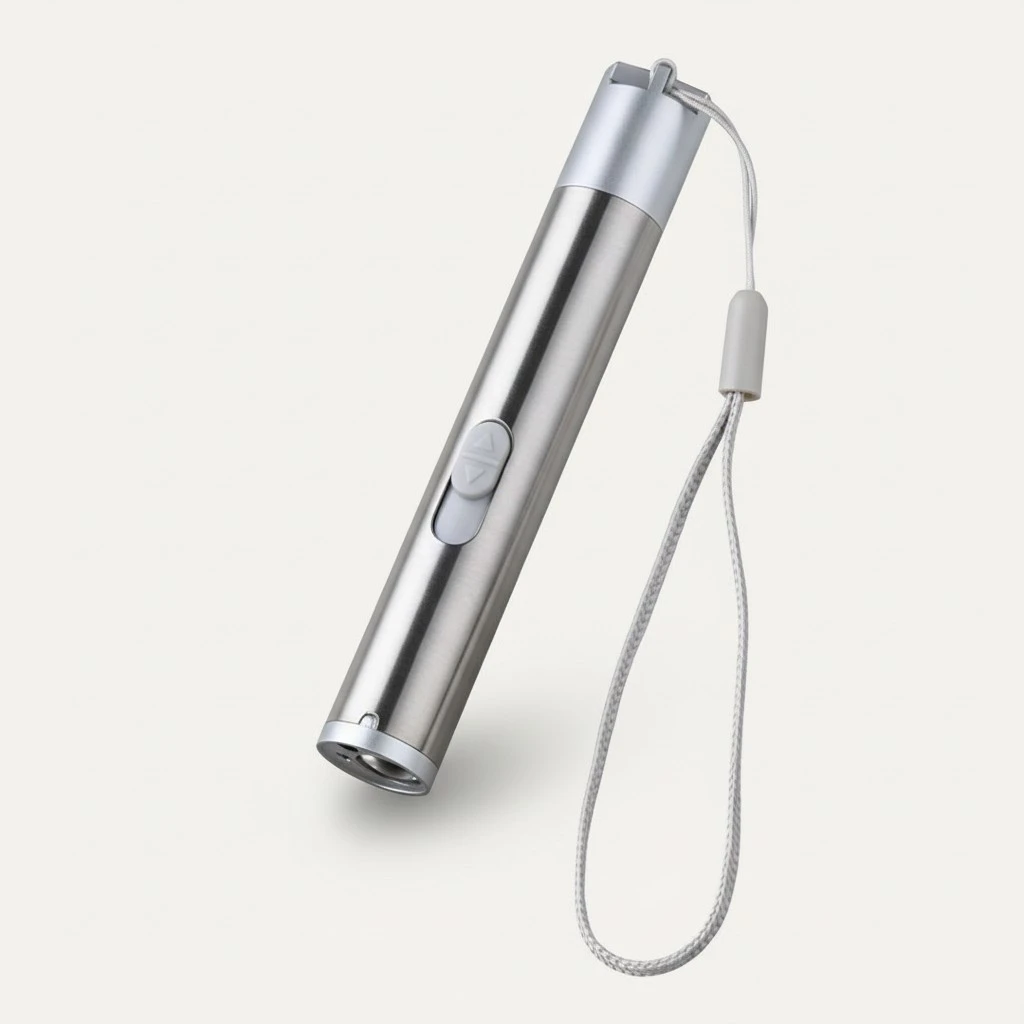 Mini LED Flashlight USB Rechargeable Portable Bright Flashlight Multifunction Money Detection Torch (Silver)