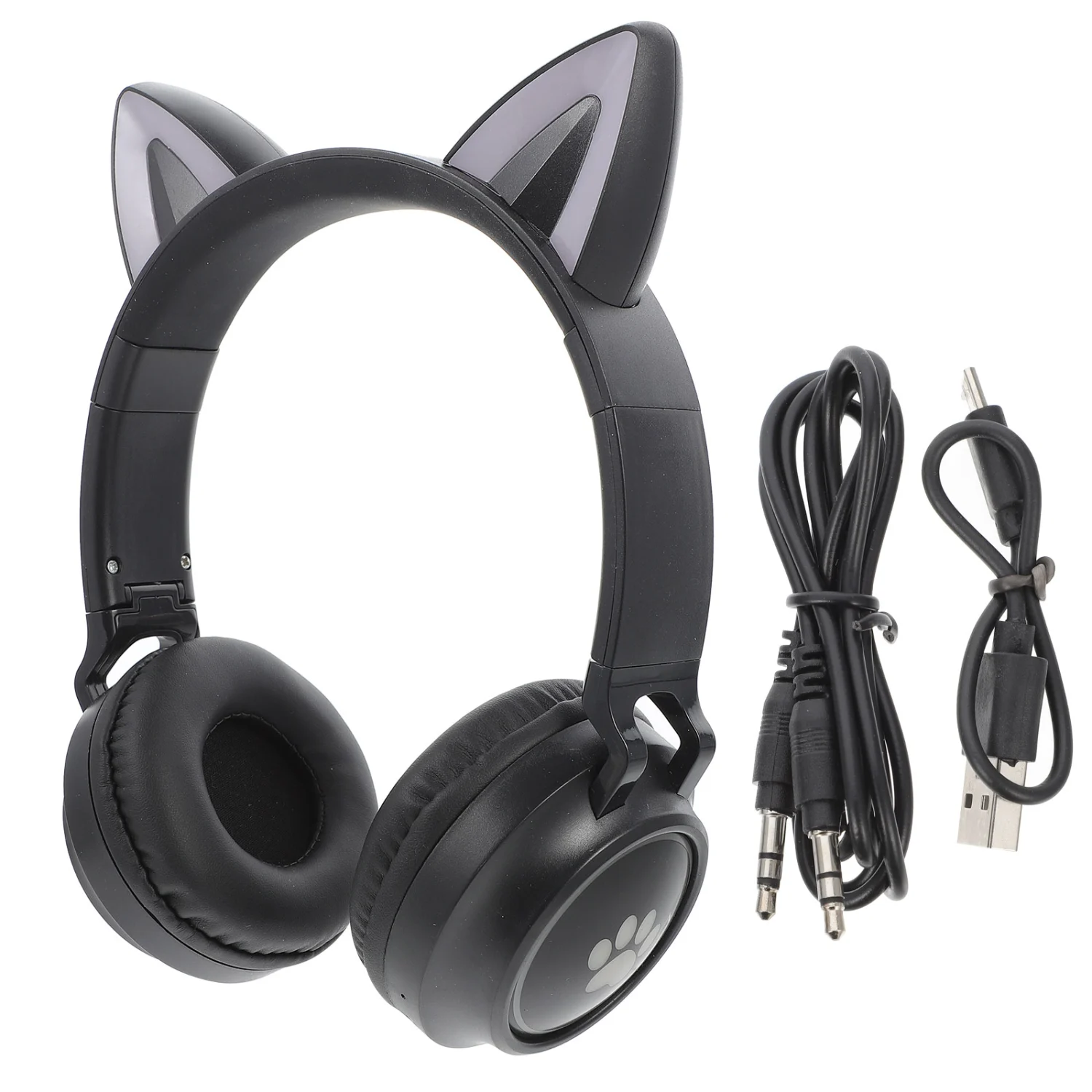 Wireless Folding Headset Cat Ear Shape Gradient Lighting Adorable Earphone