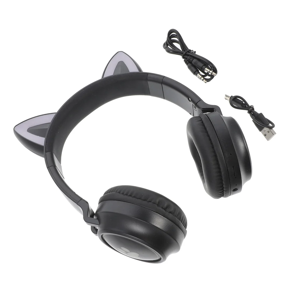 Wireless Folding Headset Cat Ear Shape Gradient Lighting Adorable Earphone