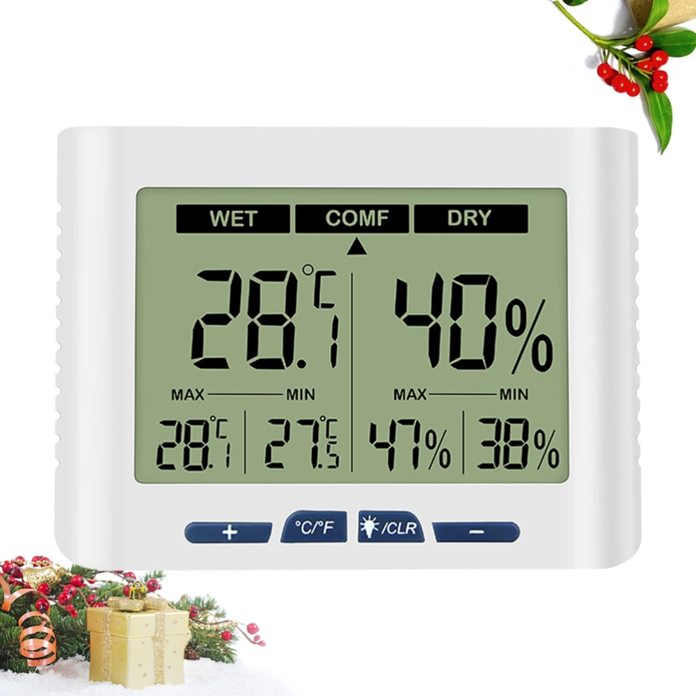 Children Room Digital Thermometer Hygrometer Temperature Humidity Monitor without Battery (White)