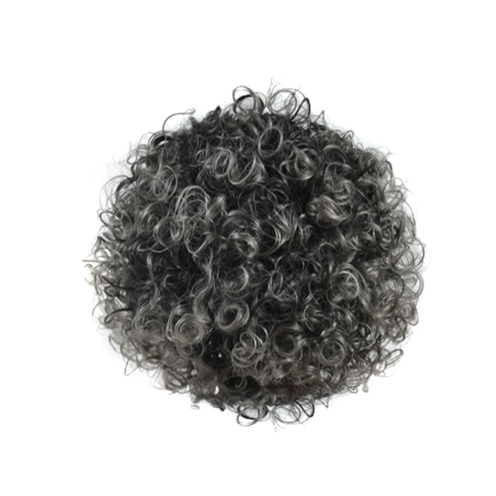 New Chic Afro Kinky Curly Women Wigs Natural Hairline Black Silver Gray Mixed Wig Synthetic Hairpiece