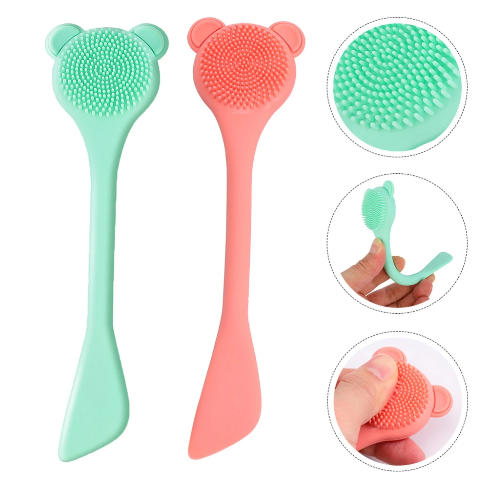 2pcs Silicone Cleaning Brush Face Cleaning Tools Nose Brush Set (Green, Orange)