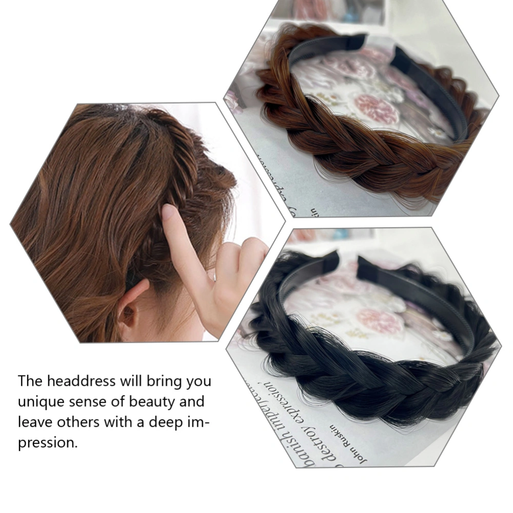 2pcs Braid Wig Headband Plaited Headband Synthetic Hair Headband Hair Accessory