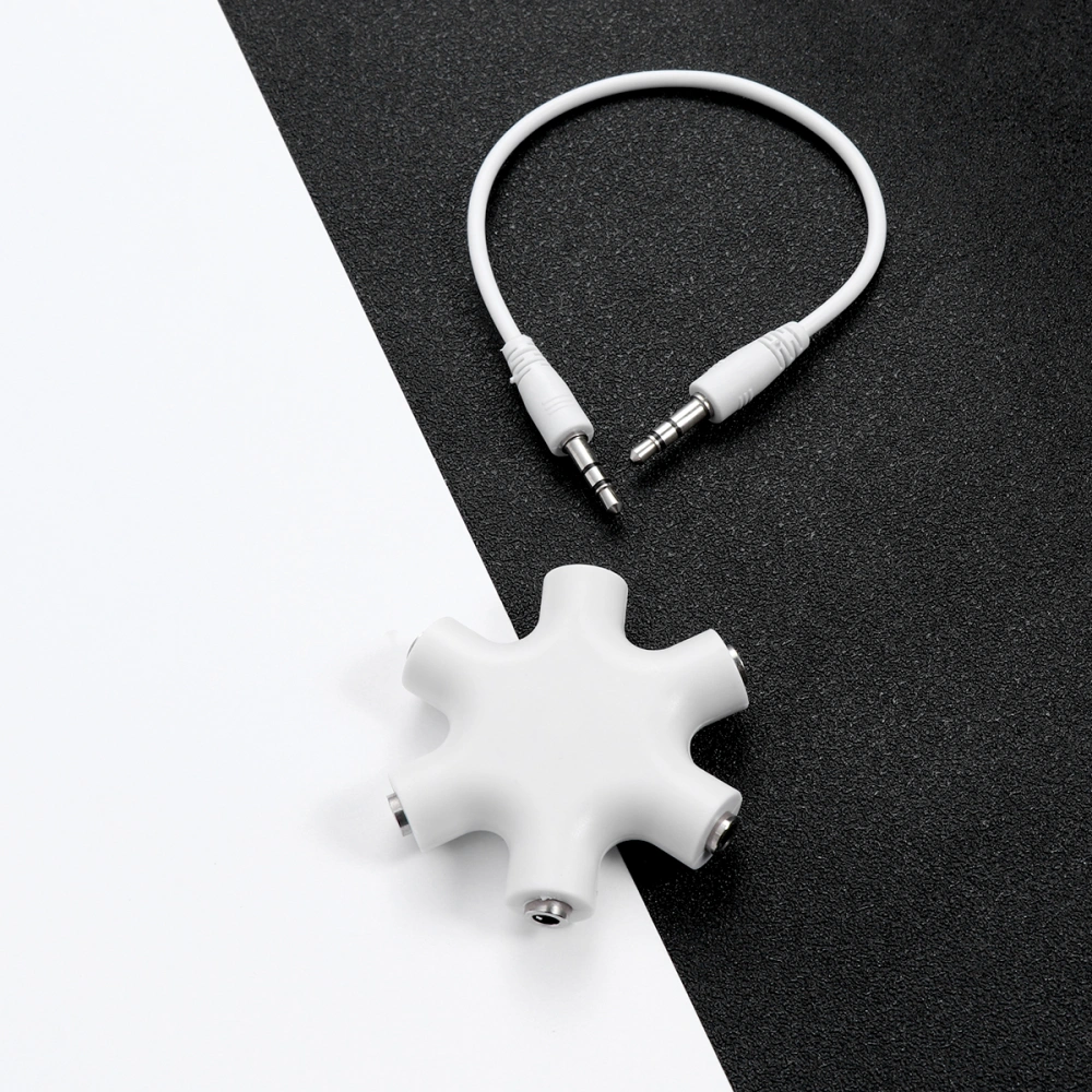 1 to 5 Headphone Splitter 5-Way Snowflake Shape Audio Splitter 3.5mm Jack Plug (White)