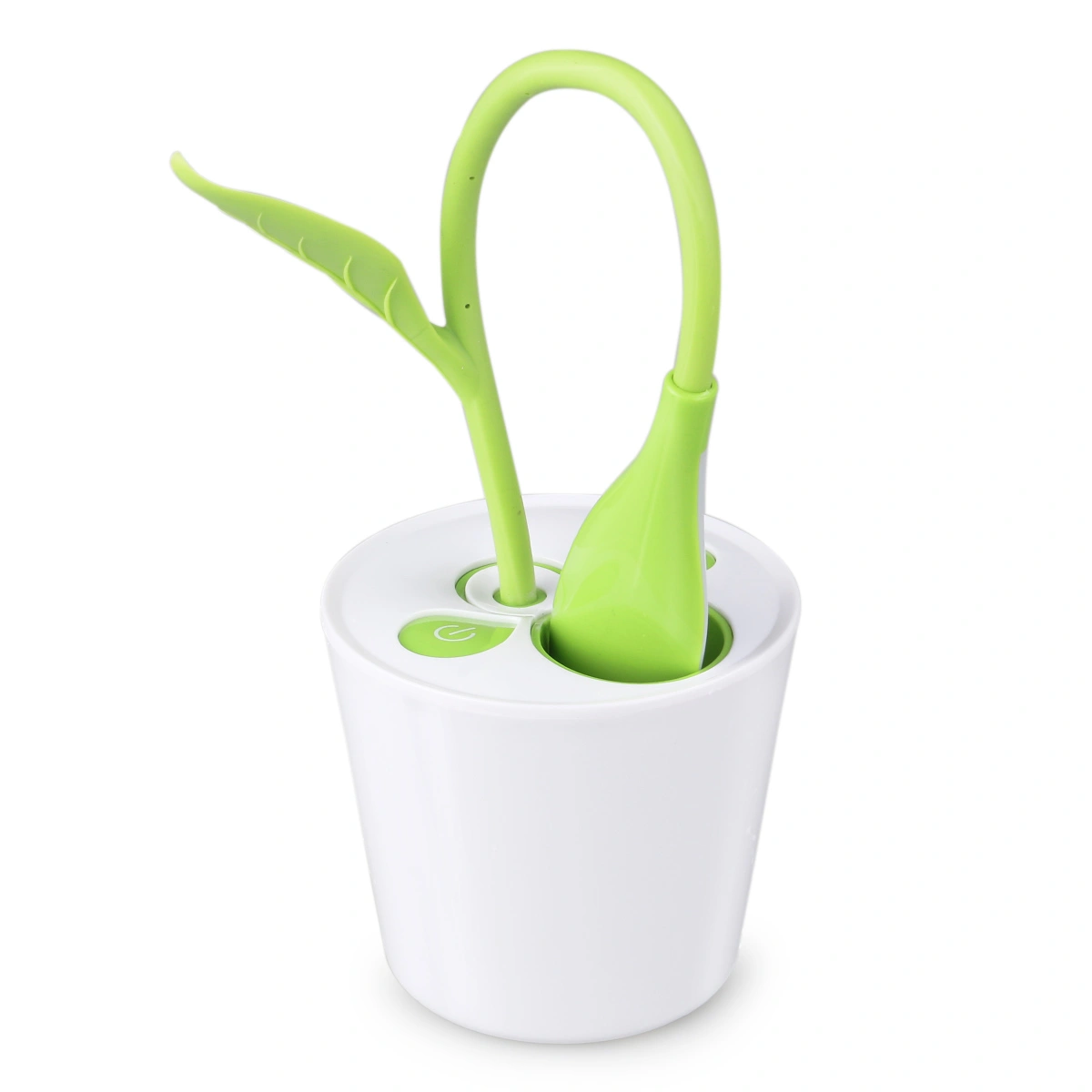 Flexible USB Touch LED Desk Lamp with 3-Level Dimmer and Decor Plant Pencil Holder (Green)