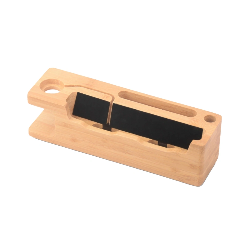 Bamboo Wood Desktop Charging Stand Phone Stand Bracket Compatible for iPhone Apple Watch Size M