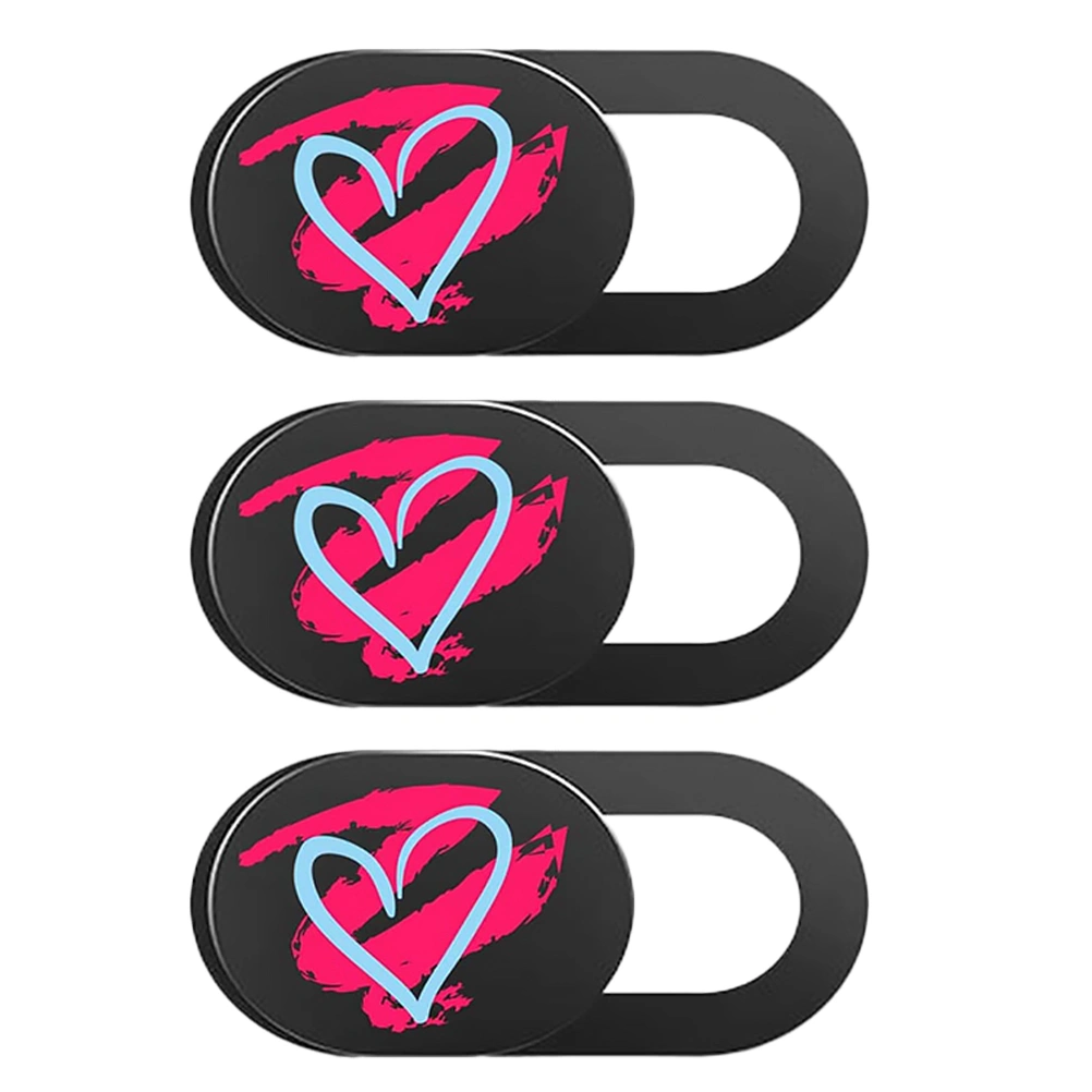 3Pcs Heart Printed Adhesive Laptop Computer Phone Camera Cover Slide Blocker