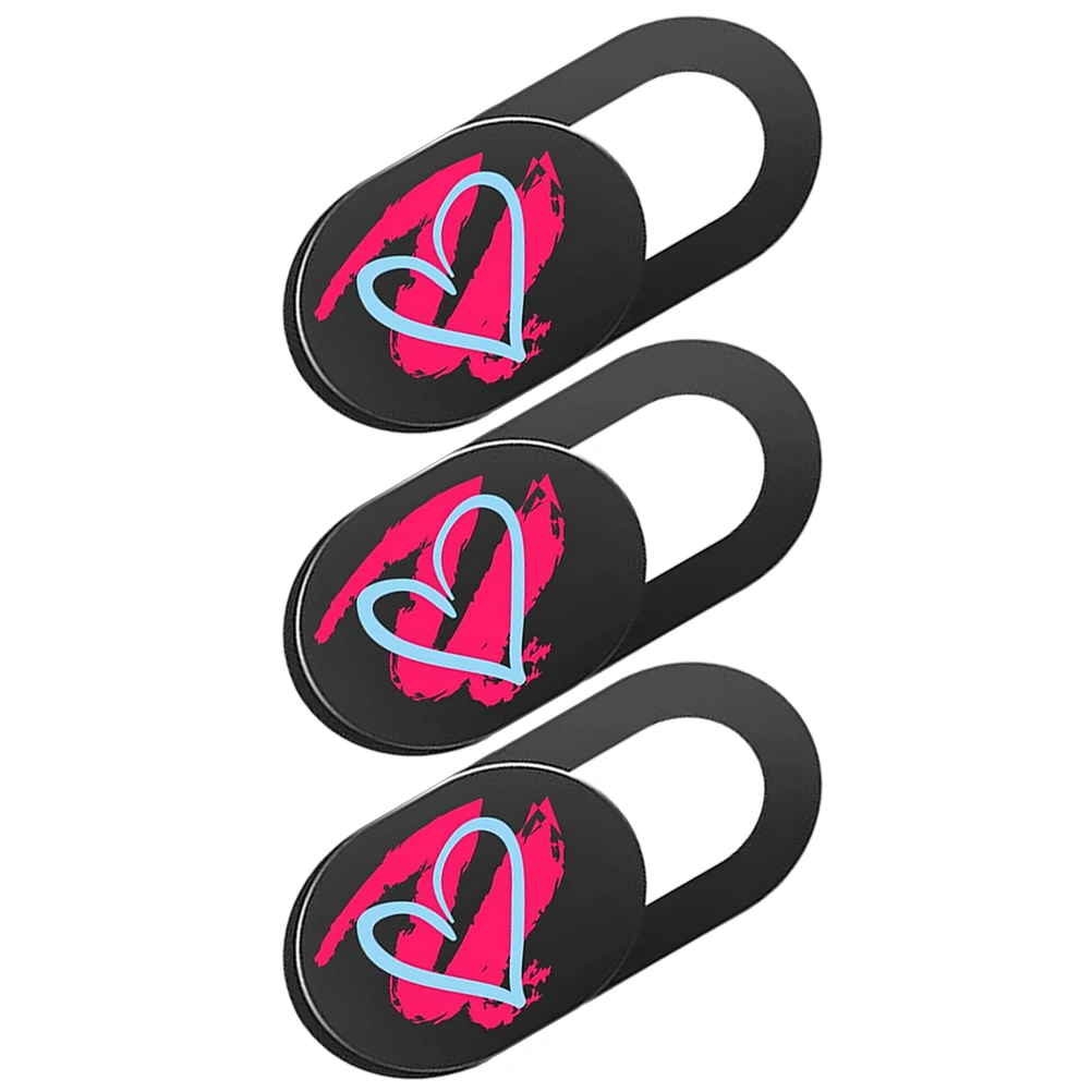 3Pcs Heart Printed Adhesive Laptop Computer Phone Camera Cover Slide Blocker