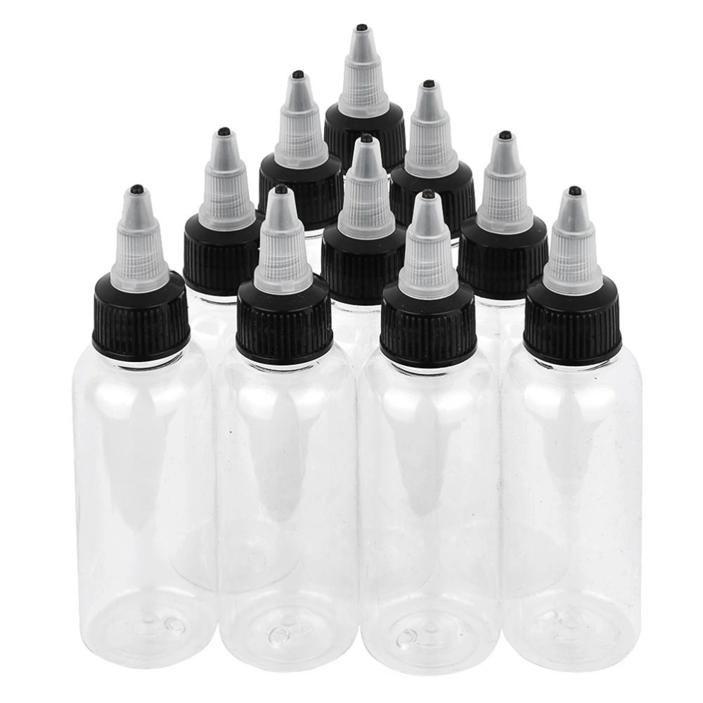 10pcs 60ml Empty Ink Bottles Transparent Pigment Storage Bottles with