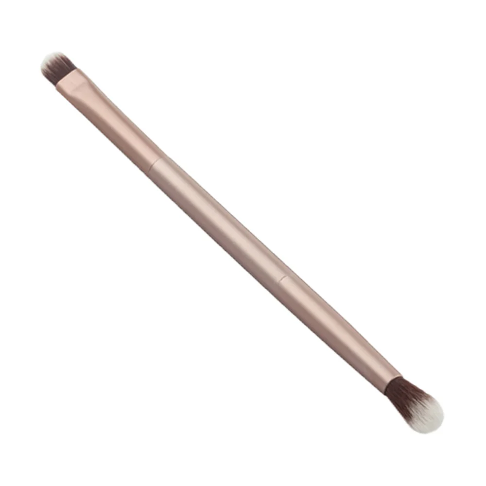 Double Ended Eyebrow Eyeshadow Brush Foundation Makeup Cosmetic Tool (Shallow Matted Gold)