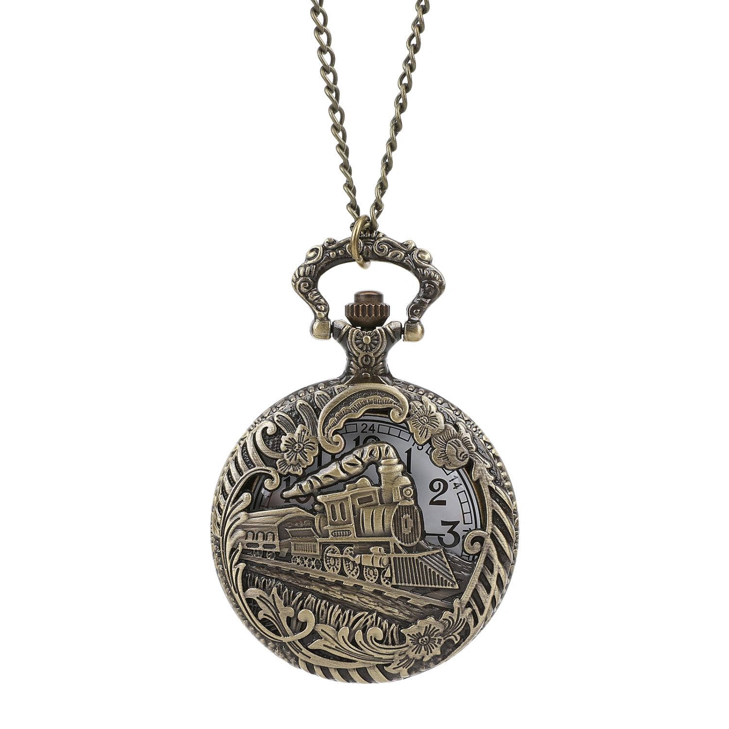 1pc Hollow-designed Hanging Pocket Watch Retro Style Pocket Watch Quartz Watch