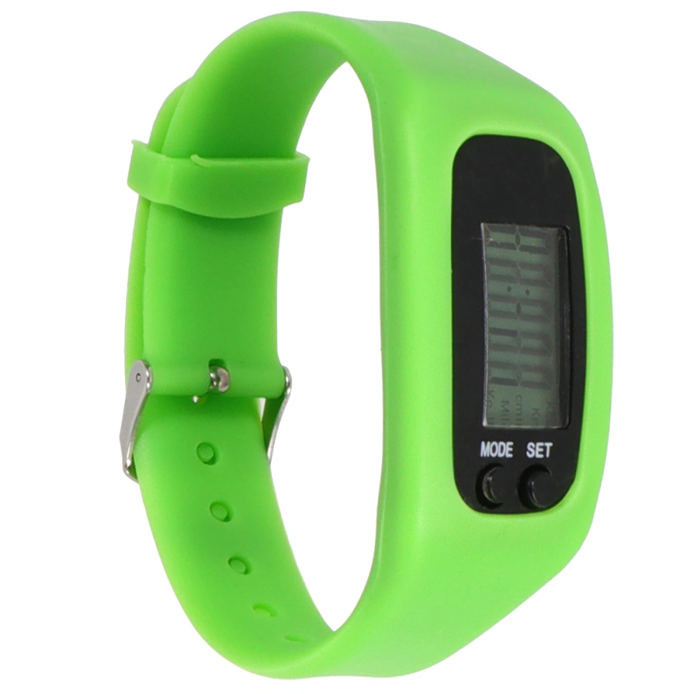 1pc Silicone Sports Watch Smart Pedometer Running Walking Counter Time Display Band for Female Male (Green)