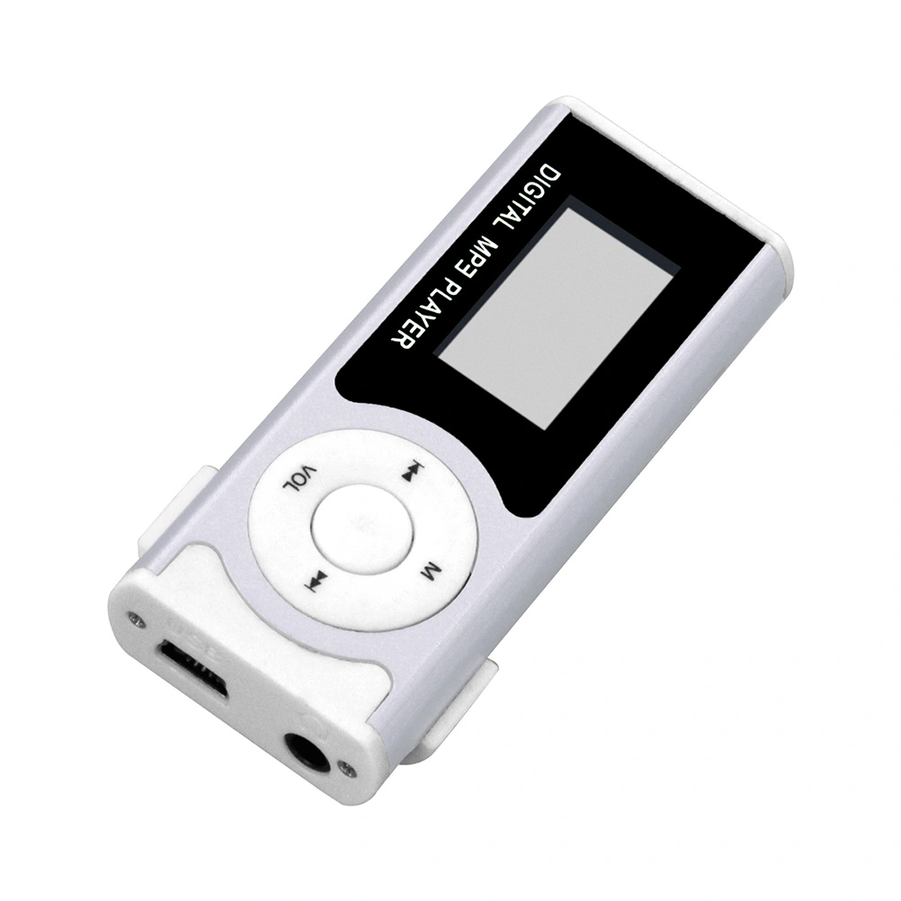 Mini MP3 Player Body Support 16GB SD TF with LED Flashlight (Silver)