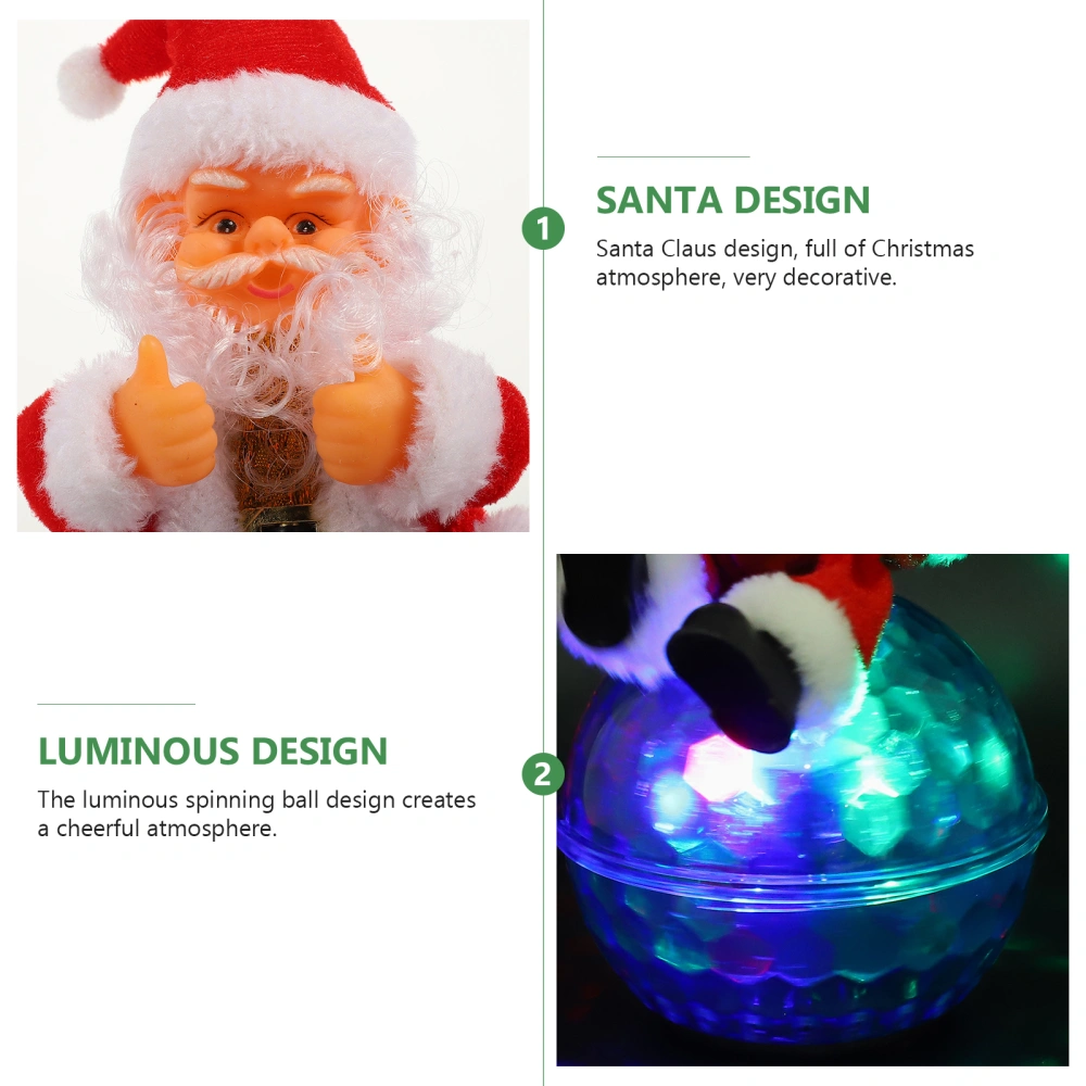 Lovely Santa Doll Ornament Music Santa Doll Luminous Rotating Ball Tabletop Decor