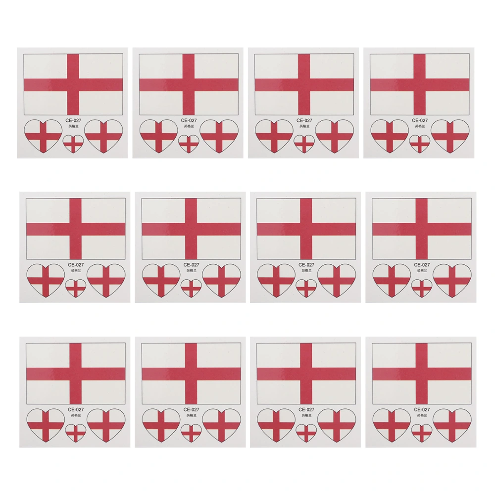 12 Pcs Country Flag Stickers Fashion Sports Body Face Art Decals(England)