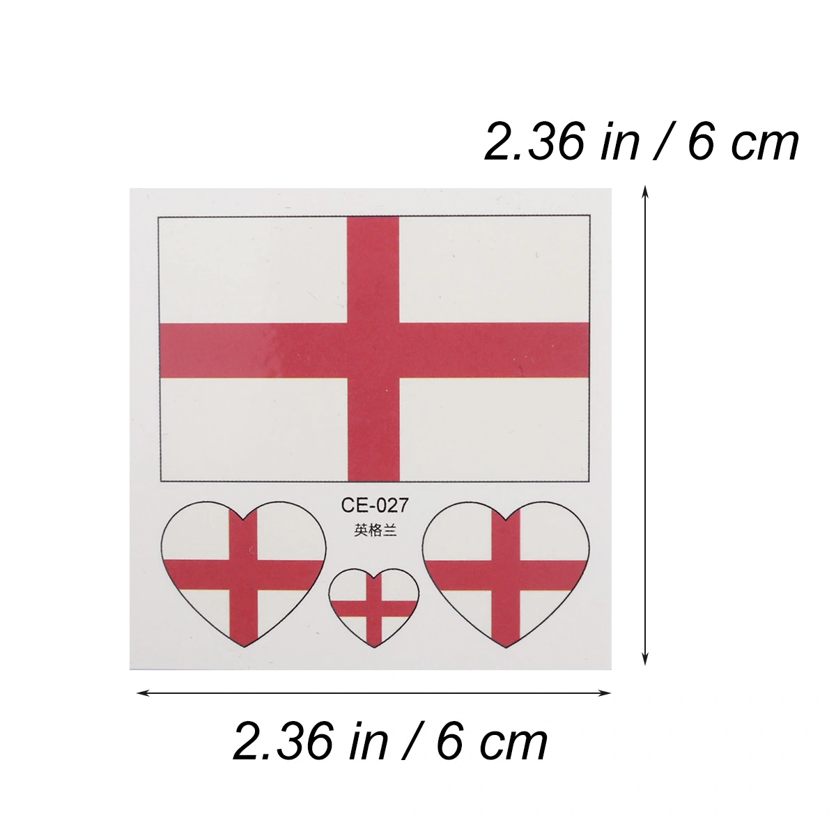 12 Pcs Country Flag Stickers Fashion Sports Body Face Art Decals(England)