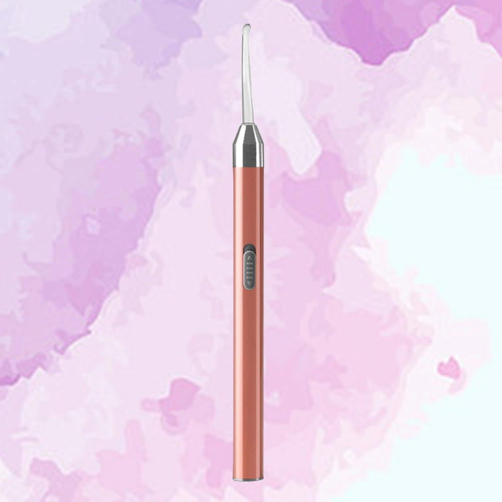 Charging LED Flashlight Earpick Earwax Removal Tools Safe Earwax Remover for Babies Children (Pink)