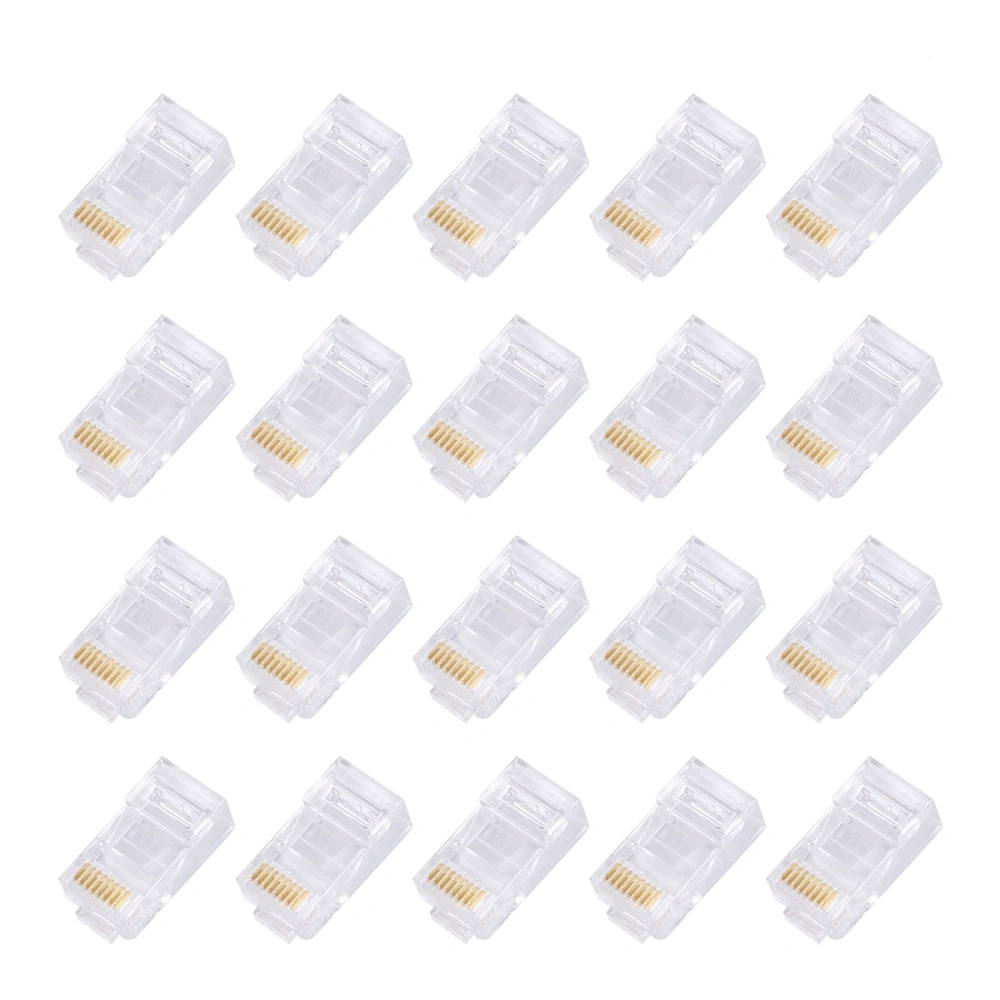 1000pcs 8 Pin COB 8P8C Cat5e Network Connector RJ45 Metal Cable Modular Plug Terminals (White)