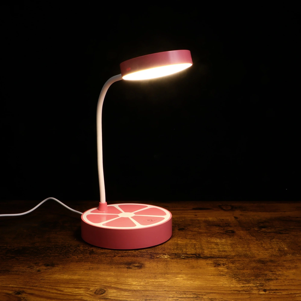 Creative Orange Shaped LED Desk Lamp 3 Mode Dimming USB Charging Eyes Care Night Lamp Bedroom Touch Switch Studying Lamp (Pink)