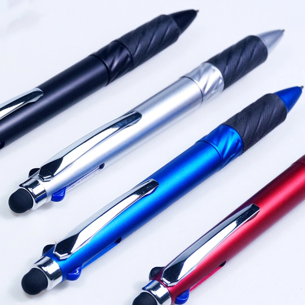 4 Pcs 1 Set Practical Ball Pens Unique 3-color Rotation Pens with Stylus