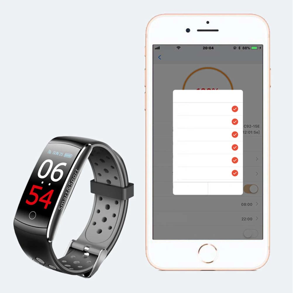 Q8 Smart Bracelet Heart Rate Monitor FitnessWristband IP68 Waterproof Monitor Smartband for Android IOS (Grey)