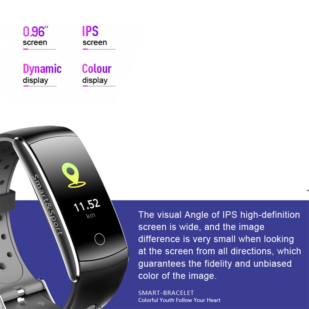 Q8 Smart Bracelet Heart Rate Monitor FitnessWristband IP68 Waterproof Monitor Smartband for Android IOS (Grey)