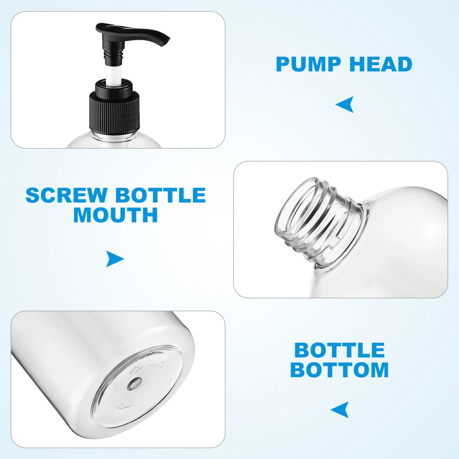 5pcs Soap Pump Dispensers Pump Bottles Refillable Liquid Soap Dispenser Bottles Clear Plastic Bottles