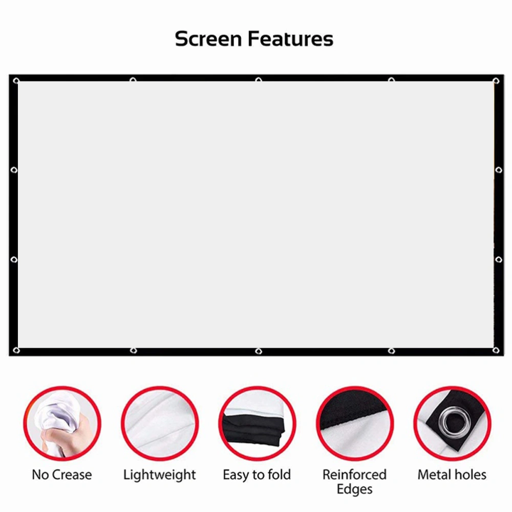 Projector Screen 150 inch 16:9 Foldable Portable Projection Movies Screen