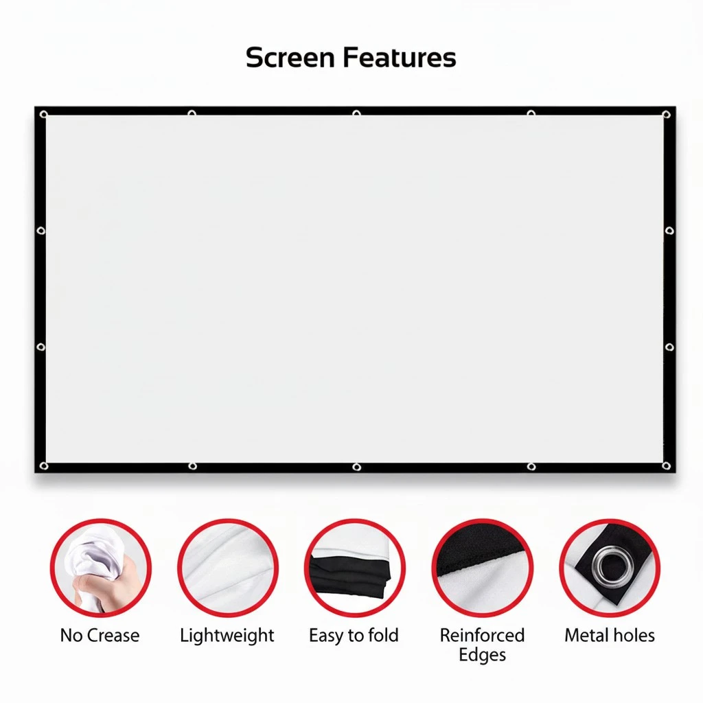 Projector Screen 150 inch 16:9 Foldable Portable Projection Movies Screen