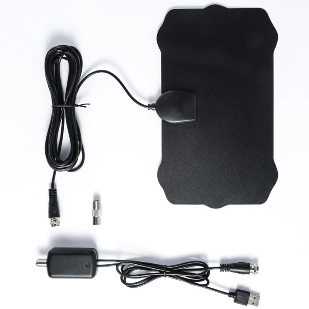 Flat Thin Indoor 4K HDTV Antenna Active Indoor DigitalTV Antenna Signal Booster Amplifier Aerial Range 120KM (Black)