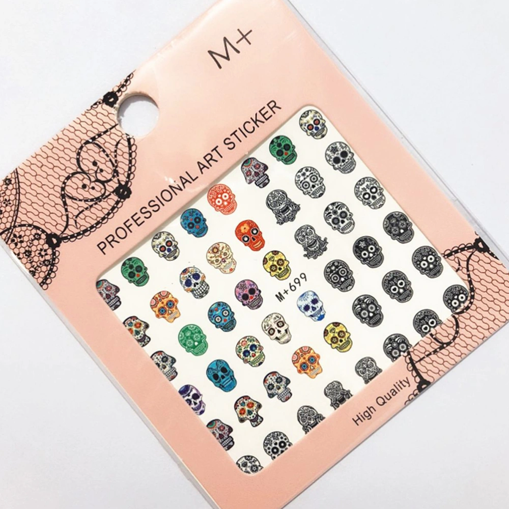 7 Sheets Halloween Nail Stickers Skull Nail Art Nail Art Decals Nail Decorations forChildren Kids Adults