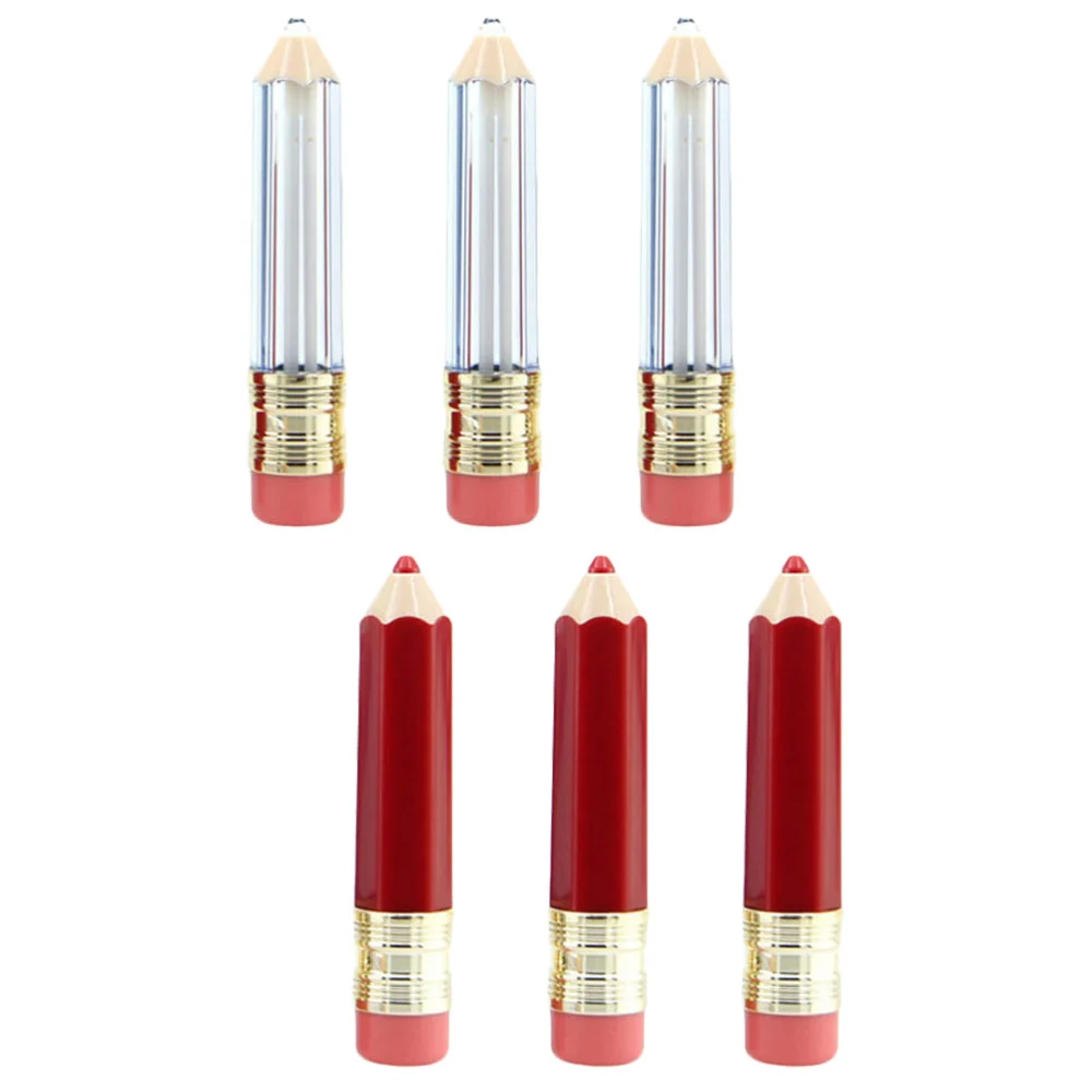 6pcs Pencil Shape Lipstick Containers Empty Lip Gloss Tubes Refillable Lip Balm Bottles(5ML)