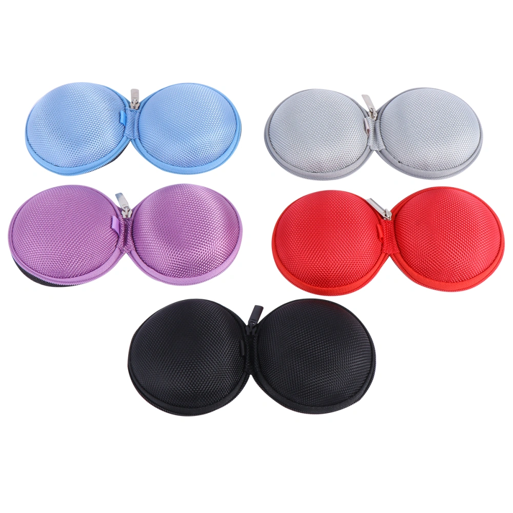 5pcs Earphone Storage Pouch Data Cable Bag Round Zipper Bag Earphone Bag