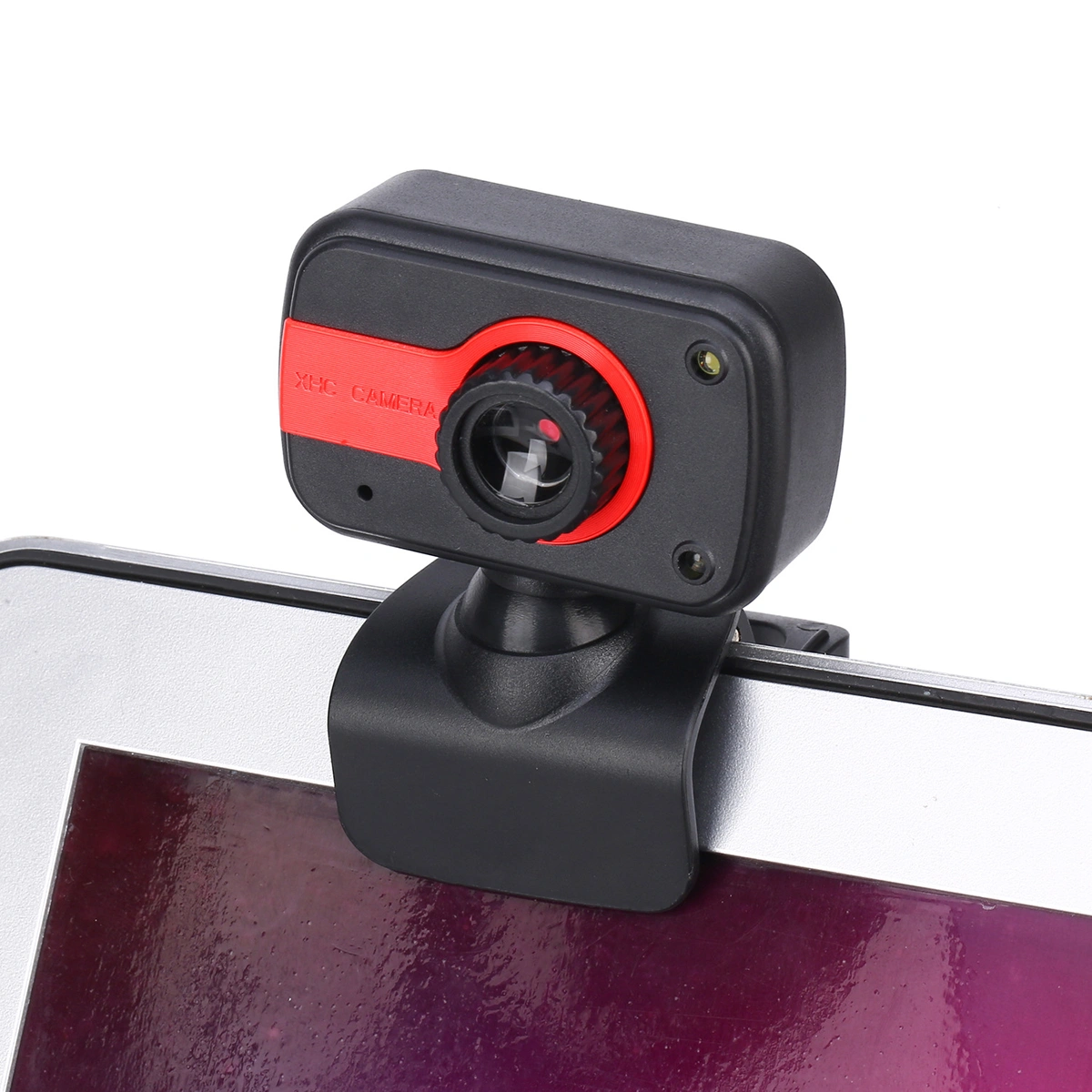 480P High-Definition Clip Camera Digital Video Webcamera V3 Webcam with Microphone for Computer Desktop Laptop (Black Red)