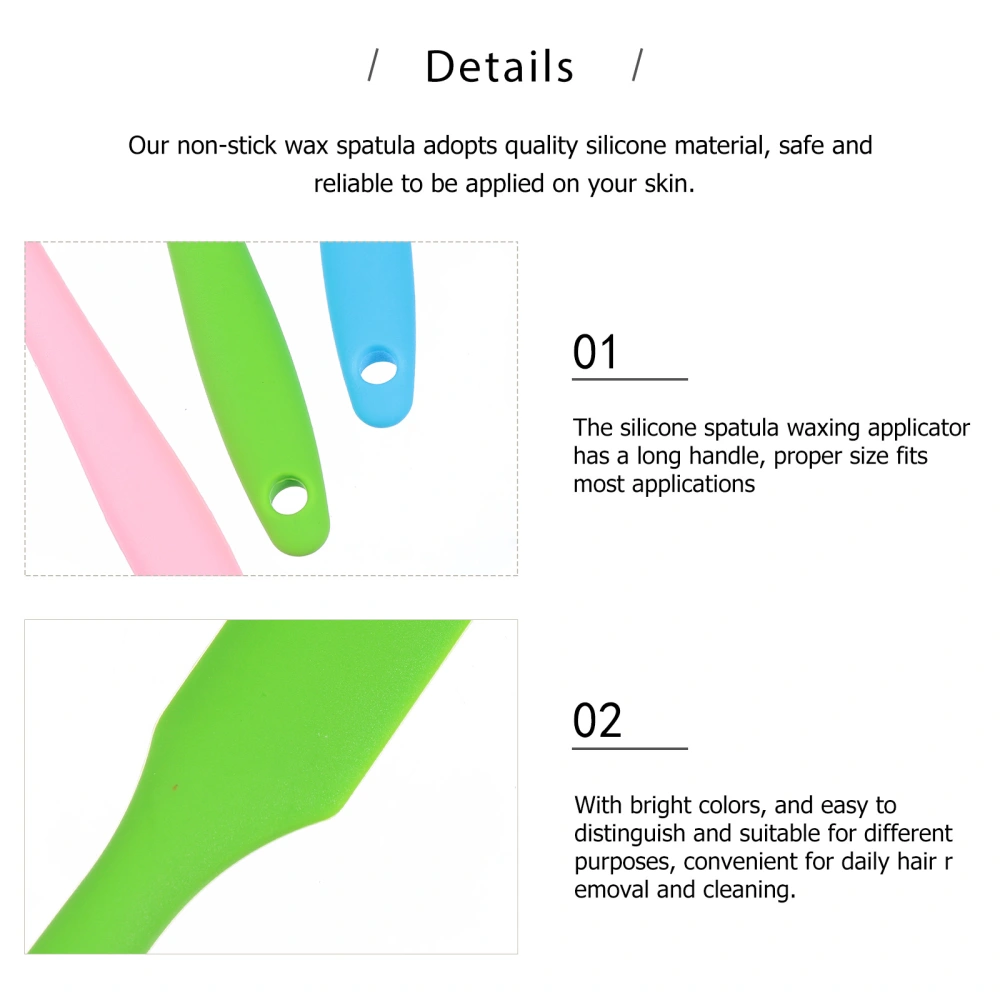 3pcs Non-stick Wax Spatula Silicone Spatula Waxing Applicator Hair Removal Stick