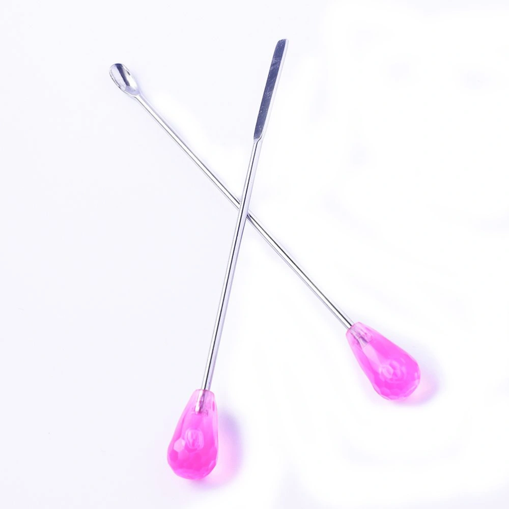 2PCS Pigment Stirring Spoon Stainless Steel Microblading Powder Ink Mixing Stick Nail Art Stirring Tools