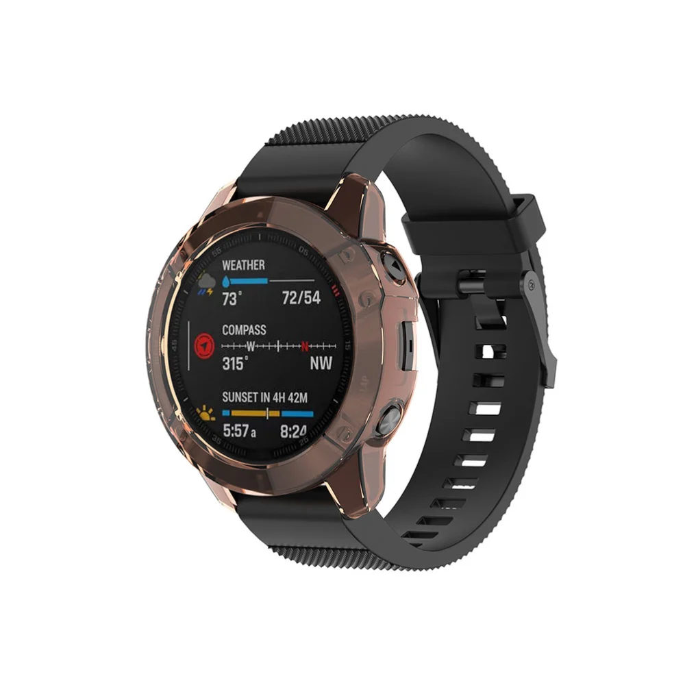 Watch Protective Case TPU Watch Cover Compatible for Garmin Fenix 6X Fenix6x Pro (Transparent Orange)