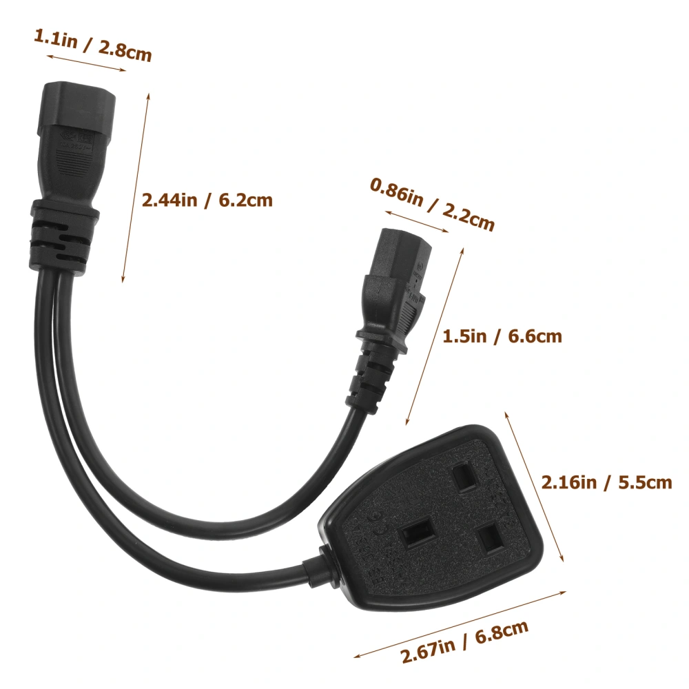 Iec Power Cable Splitter Adapter Cord C14 To UK 3-pin C13 Power Cord Accessory