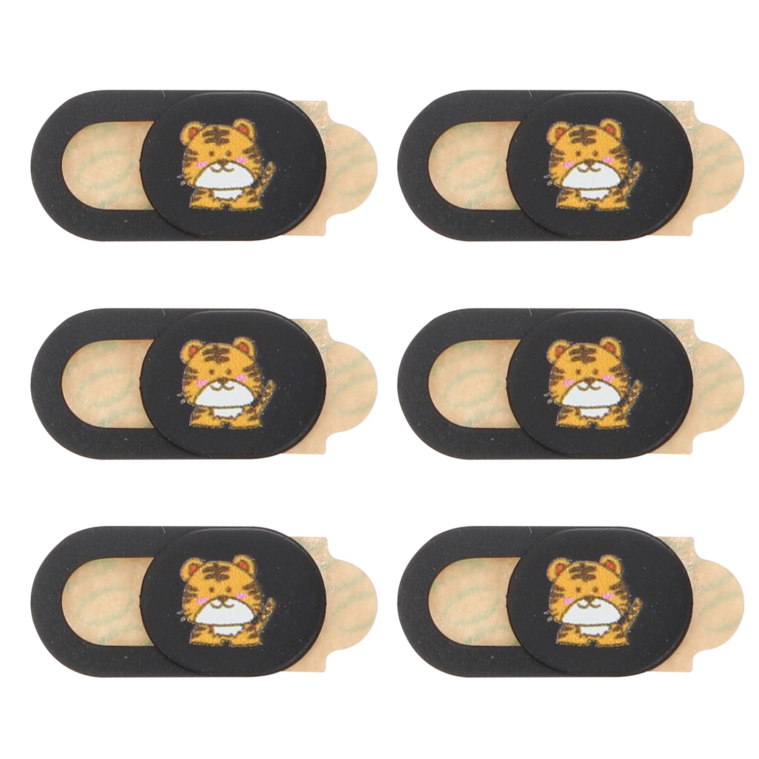 6pcs Tiger Year Dust-Proof Webcam Lens Protective Caps Camera Covers Caps Hoods