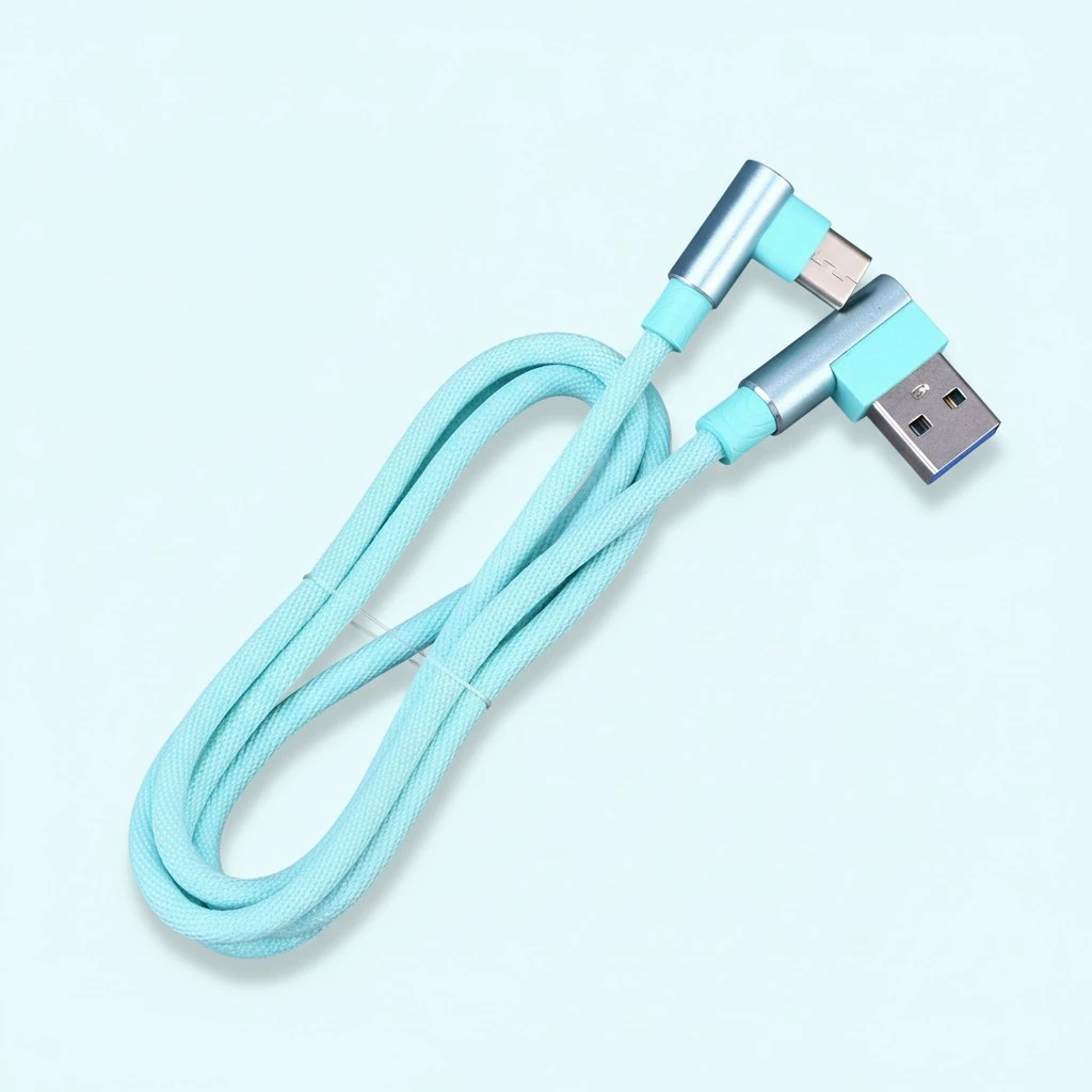 1M Right Angle USB Type C Cable Braided USB 2.4 A to 90 Degree USB-C Data Cable Charger Cord for Huawei P20/P20 Pro Mate 10 Galaxy S9/S8+ Note 8 LG V30 V20 G6 and More (Green)