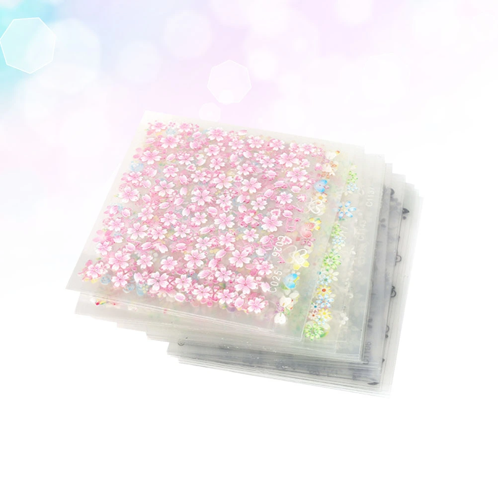 50 Sheets 3D Nail Art Stickers Nail Art Decals Flower Manicure DIY Stickers Nail Decorations for Women Girls Mixed Pattern