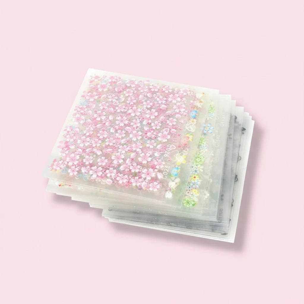 50 Sheets 3D Nail Art Stickers Nail Art Decals Flower Manicure DIY Stickers Nail Decorations for Women Girls Mixed Pattern
