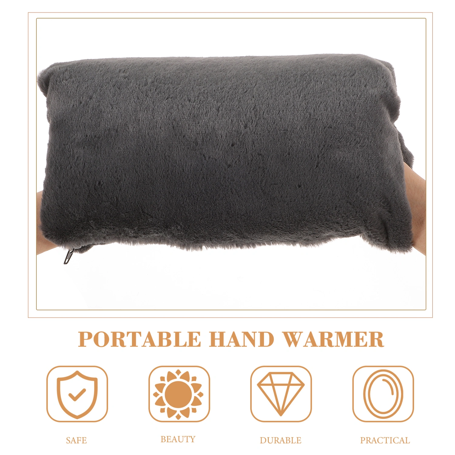 1pc USB Charging Hand Warmer Winter Plush Hand Warmer Birthday Gift (Gray)