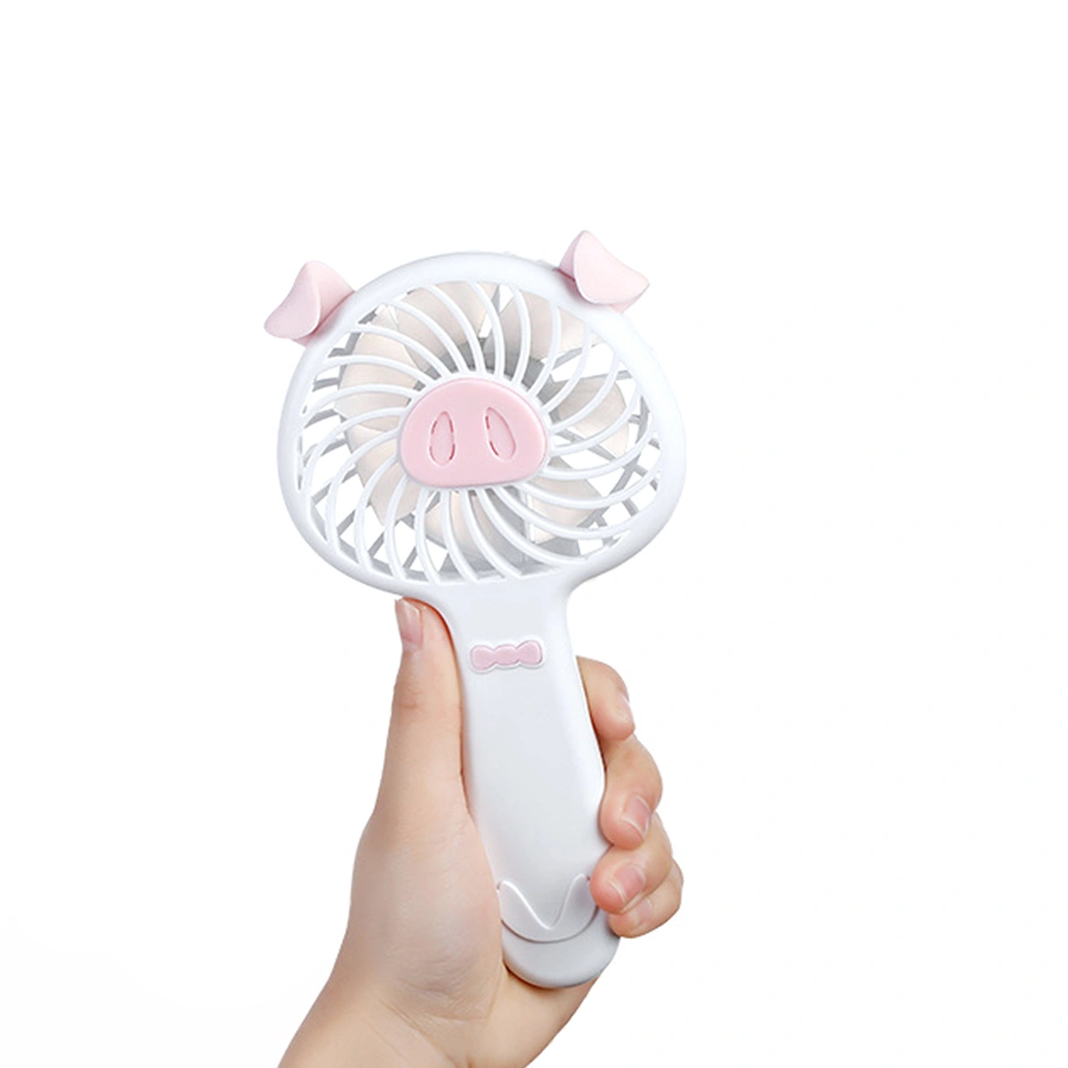 Portable Mini Pig Fan Handheld USB Rechargeable Cooling Fan for Home Travel Camping - White