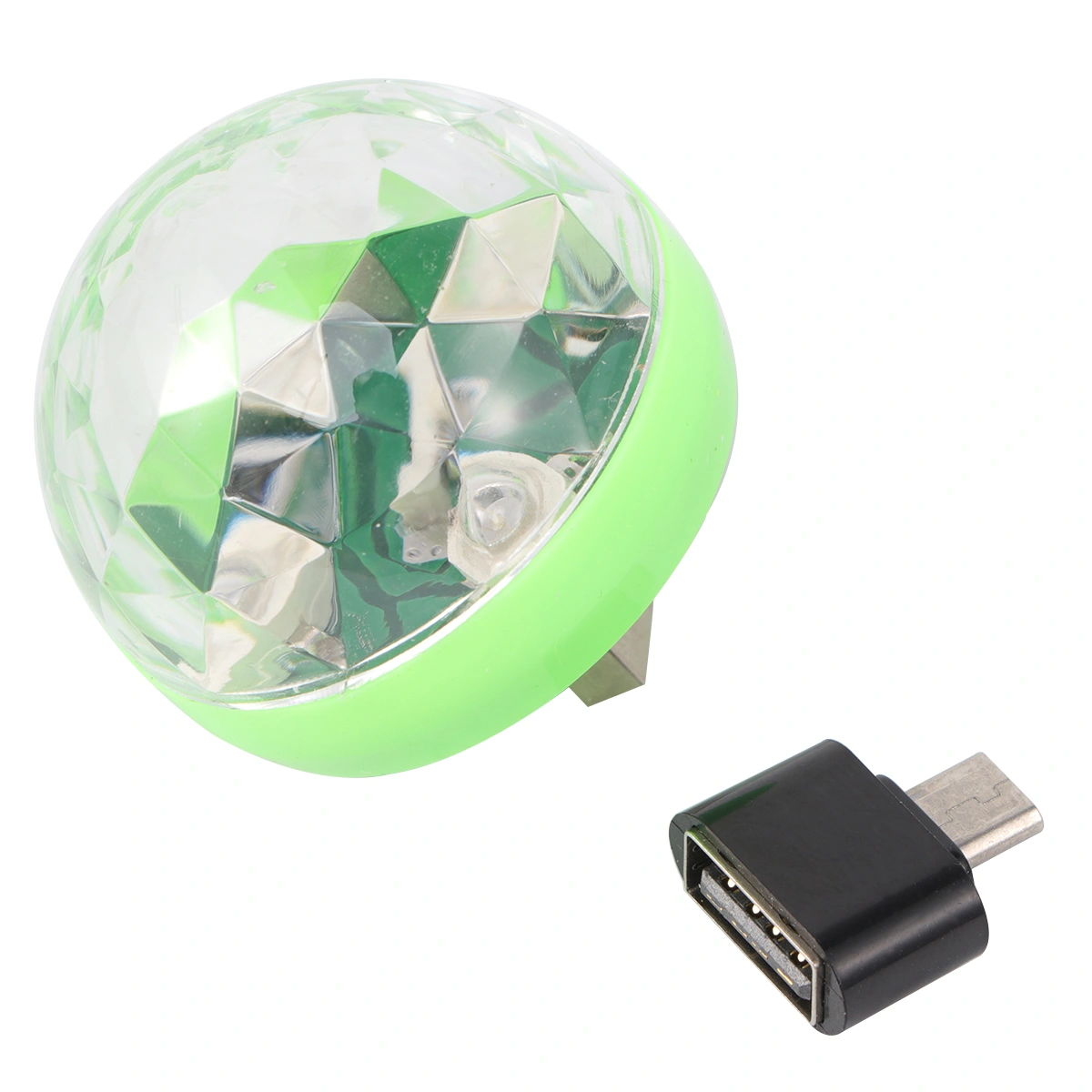 USB Powered Sound Activated Mini Multicolor LED Disco Ball Portable Home Party Light Stage Effect Bulb with A Adapter Compatible for Android Device