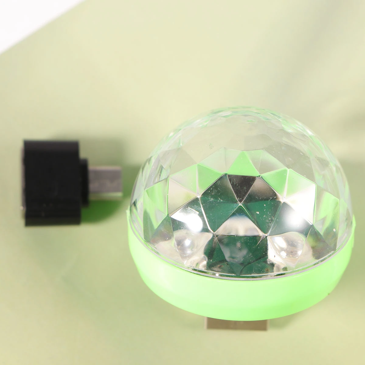 USB Powered Sound Activated Mini Multicolor LED Disco Ball Portable Home Party Light Stage Effect Bulb with A Adapter Compatible for Android Device