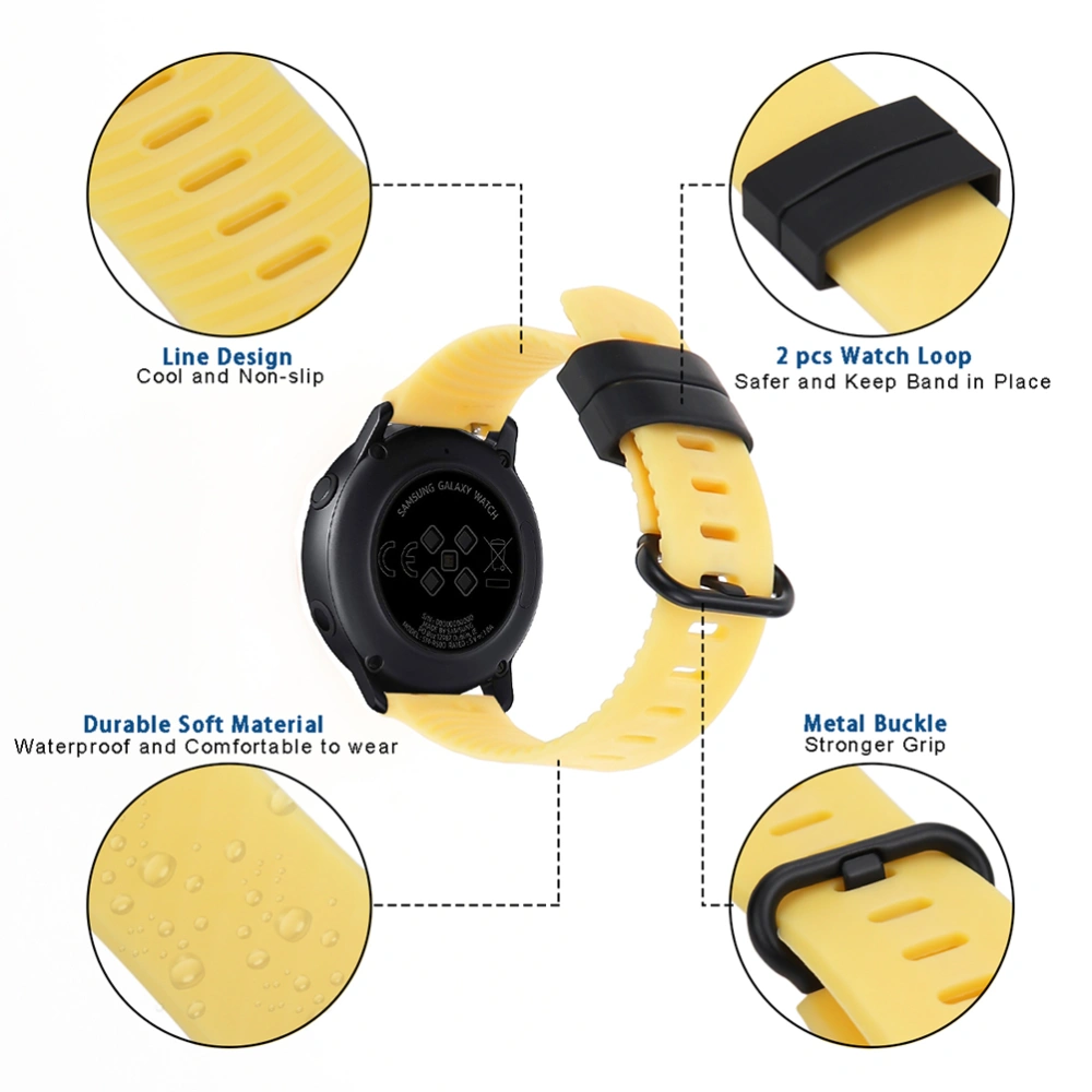 Simple Watch Band Replacement Watchband Sturdy Watch Strap Compatible for Galaxy Watch (20mm Yellow)